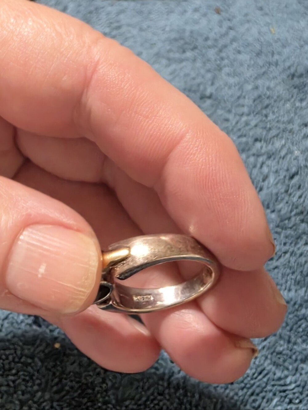 Sterling And 18k Trim Garnet Ring By Lorenzo 8 1\2 - Picture 12 of 13